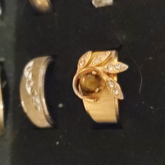 Cats eye and diamond ring 12kt - Picture 2 of 4